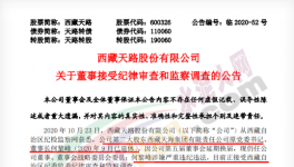 西藏天路第二大股東涉嫌嚴(yán)重違紀(jì)違法，正在接受調(diào)查！