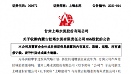1.12億！又一家水泥企業被上峰水泥高價收購！