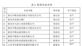 山東泰安發布6月份水泥生產企業專家檢查情況的通報！